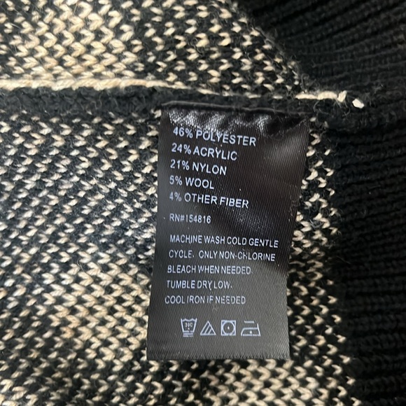 Cable Stitch Black & Camel Polka Dot Sweater, Crew Neck Raglan Sleeve, Size M - Picture 13 of 13